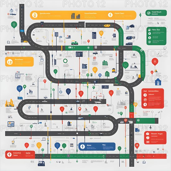 AI generated illustration of urban transit map wcag compliant color