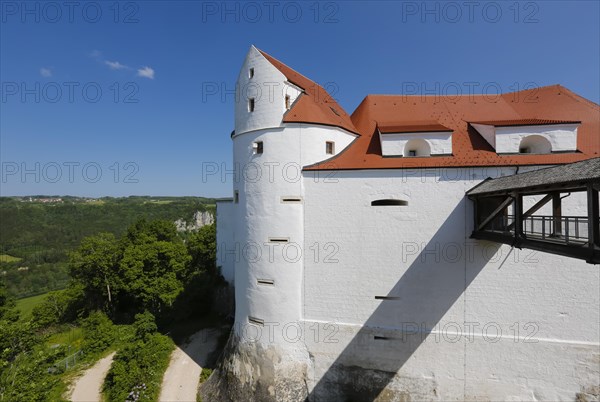 Wildenstein Castle, Spornburg, medieval castle complex, best preserved fortress from the late Middle Ages, entrance, access, bridge, today youth hostel, historic buildings, architecture, Leibertingen, Sigmaringen district, Swabian Alb, Baden-Wuerttemberg, Germany, Europe