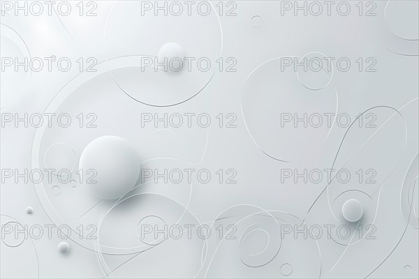 Clean modern abstract design of monochrome circles and lines with a 3d effect, illustration, AI generated