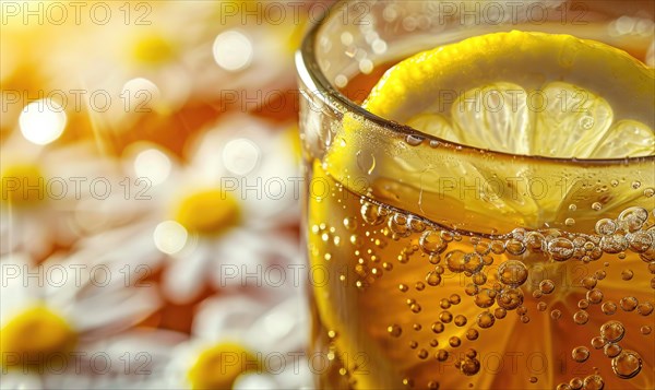 Chamomile tea served with lemon AI generated