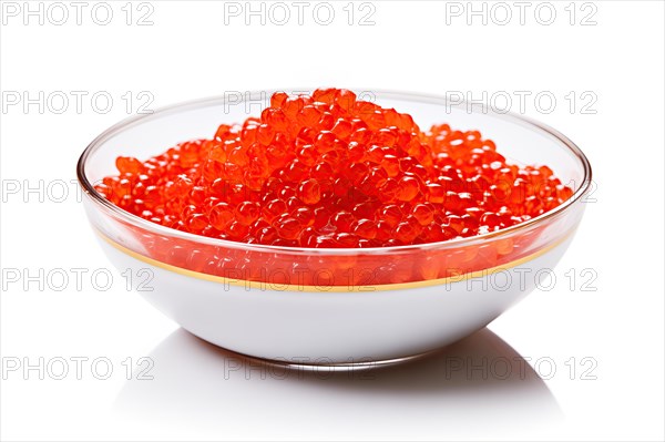 Vibrant Red Caviar in Glass Bowl, AI generated