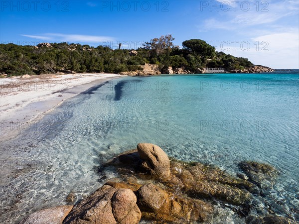 Rock formations, lonely bay, Capriccioli beach, Costa Smeralda, Sardinia, Italy, Europe