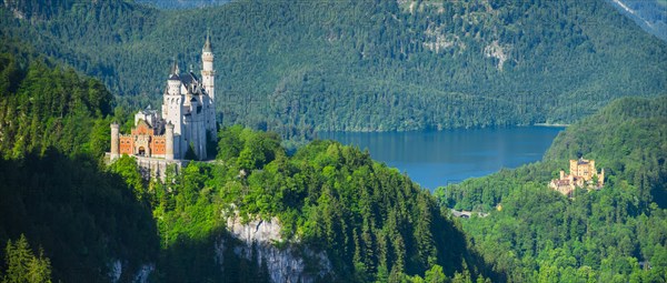 Neuschwanstein Castle, Hohenschwangau near Fuessen, Ostallgaeu, Allgaeu, Bavaria, Germany, Europe