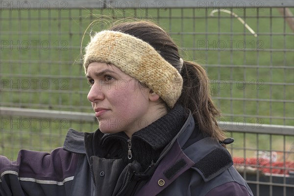 Portrait of a young woman with a headband, Mecklenburg-Vorpommern, Germany, Europe