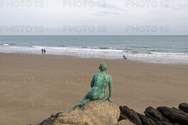 Statue The Folkestone Mermaid, Strand, Folkestone, Kent, Great Britain