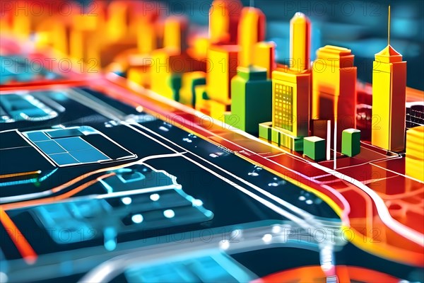 AI generated illustration of urban transit map wcag compliant color