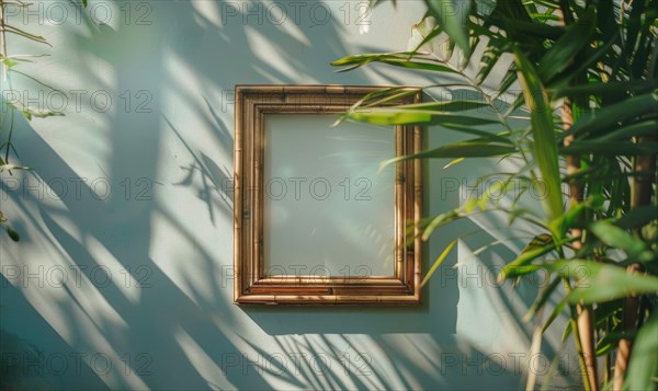 Delicate wooden frame on the wall AI generated