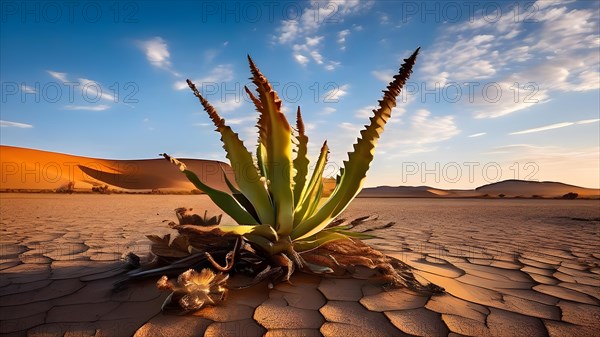 Welwitschia plant ancient survivor of namib desert, AI generated