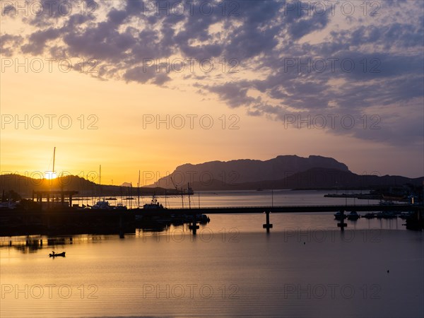 Dawn at sunrise, panoramic shot, Olbia, Sardinia, Italy, Europe