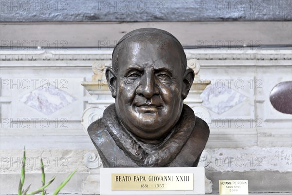 Bust of Pope John XXIII in a church, who reigned from 1961 to 1963, Venice, Veneto, Italy, Europe