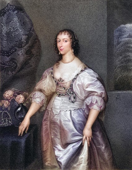 Henrietta Maria (born 15 November 1609 in Paris, died 10 September 1669 in Colombes Castle) was Queen of England, Scotland and Ireland through her marriage to Charles I from 13 June 1625 to 30 January 1649, Historical, digitally restored reproduction from a 19th century original, Record date not stated