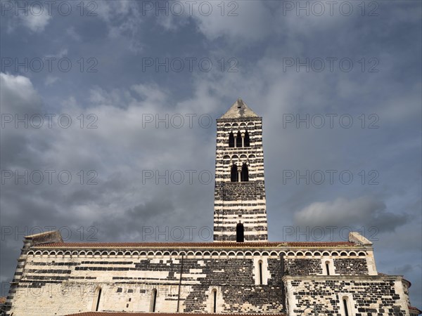 Church tower, abbey church Santissima Trinita di Saccargia of the destroyed Camaldolese monastery, near Codrongianos, province of Sassari, Sardinia, Italy, Europe