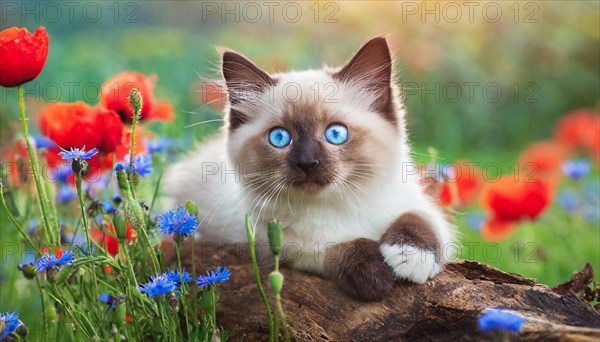 AI generated, animal, animals, mammal, mammals, cat, felidae (Felis catus), a young cat resting on a tree trunk