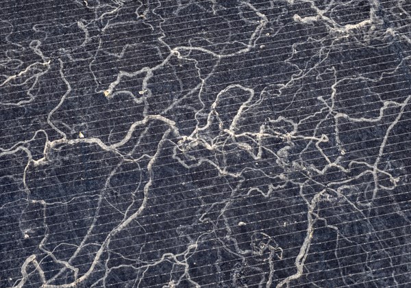 Sahara dust on a solar module, solar panel, a balcony system on a green roof, Braunschweig, Lower Saxony, Germany, Europe