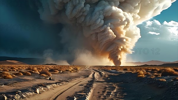 Patagonian desert landscape with powerful wind shaping landforms isolated rock formations, AI generated