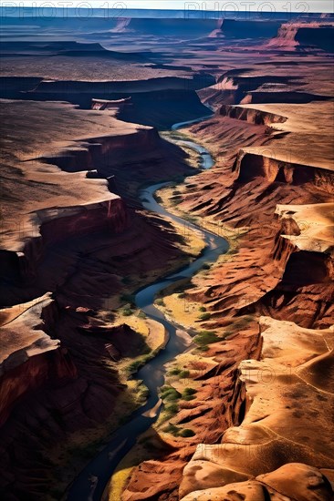 Winding canyons and mesas in canyonlands, AI generated