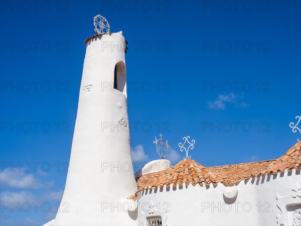 Church tower, Stella Maris church, Porto Cervo, Sardinia, Italy, Europe