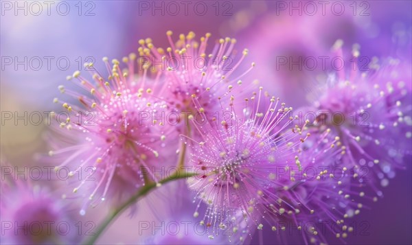 Closeup view of violet blossoms AI generated