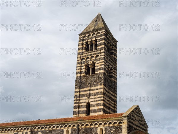 Church tower, abbey church Santissima Trinita di Saccargia of the destroyed Camaldolese monastery, near Codrongianos, province of Sassari, Sardinia, Italy, Europe