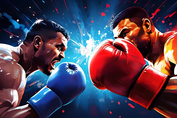 AI generated illustration showcasing boxing sports in vibrant accessible color schemes