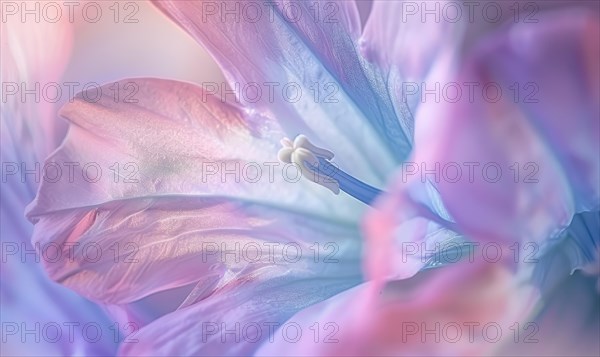 Close-up of a bellflower in soft light, closeup view, selective focus, spring background AI generated