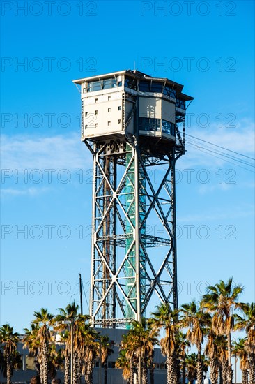 Old cable car in the harbour of Barcelona, Spain, Europe