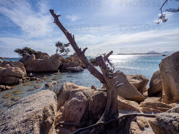 Rock formations, lonely bay, Capriccioli beach, Costa Smeralda, Sardinia, Italy, Europe