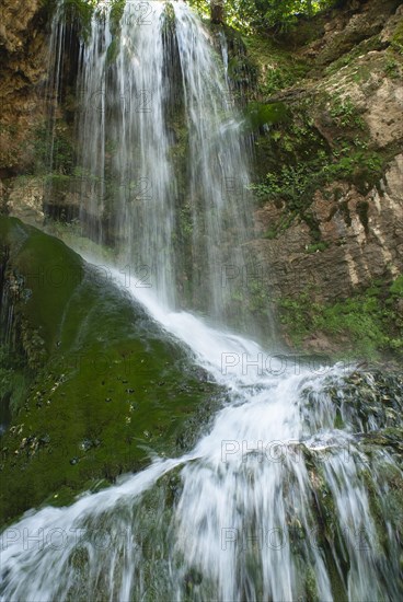 Waterfall in the karst spring area near Krusuna, Bulgaria, Europe