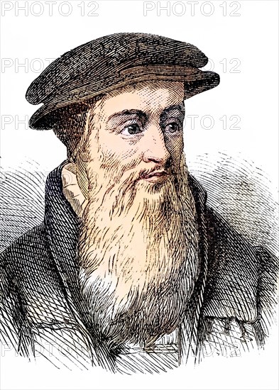 John Knox, ca. 1510 to 1572, Scottish clergyman and leader of the Protestant Reformation. Founder of Presbyterianism, Historical, digitally restored reproduction from a 19th century original, Record date not stated