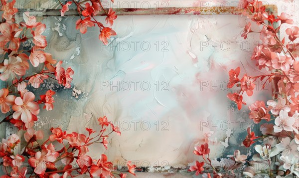 Copper frame on watercolor background, space for text AI generated