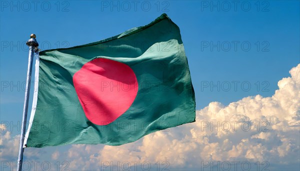 Flag, the national flag of Bangladesh flutters in the wind