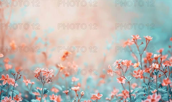 Watercolor flowers and lives, floral background space for text AI generated