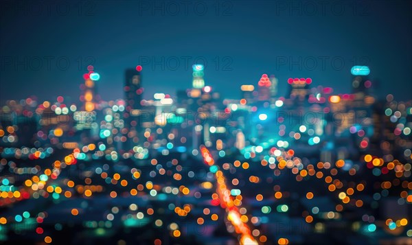 Bokeh lights creating an ethereal backdrop for a nighttime cityscape AI generated