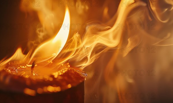 Close-up of a candle flame dancing in the breeze AI generated