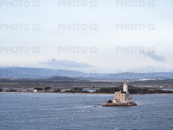 Lighthouse on the Isola della Bocca, Olbia, Province of Olbia-Tempio, Sardinia, Italy, Europe