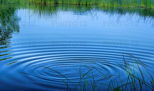 A gentle breeze causing ripples on the surface of a spring lake AI generated