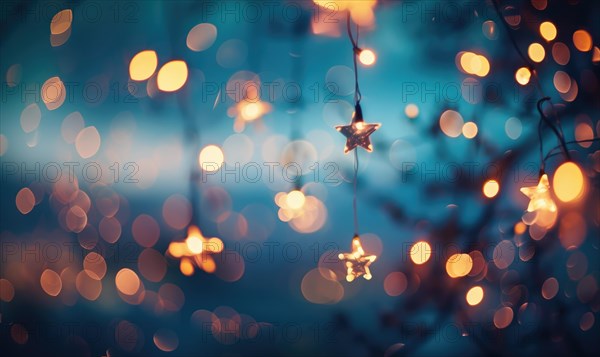 Bokeh lights twinkling like stars in a clear night sky, abstract background AI generated