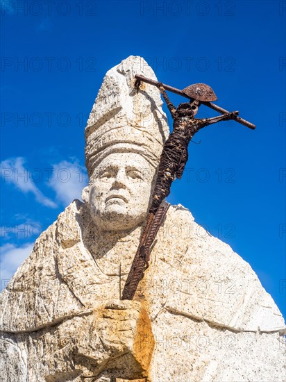 Stone sculpture, Pope, San Pantaleo, Sardinia, Italy, Europe