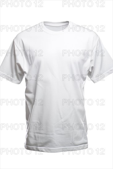 Plain White Cotton T-Shirt Displayed, AI generated