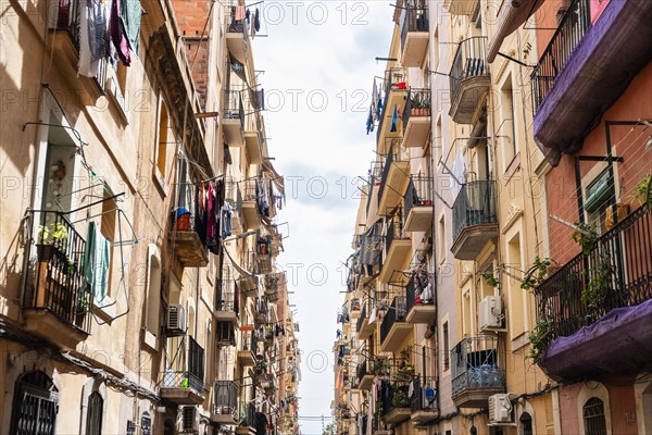 Street in Barcelonata, an old neighbourhood at the port of Barcelona, Spain, Europe