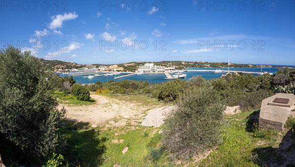 View to the harbour, panoramic view, Porto Cervo, Costa Smeralda, Sardinia, Italy, Europe