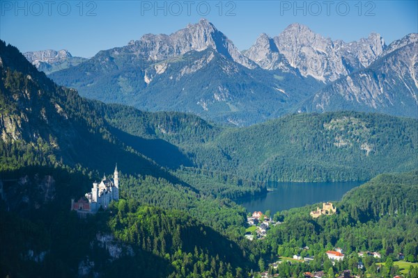 Neuschwanstein Castle, Hohenschwangau near Fuessen, Ostallgaeu, Allgaeu, Bavaria, Germany, Europe