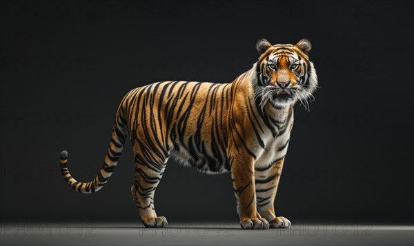 A Malayan tiger on black background AI generated