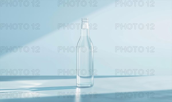 Crystal clear glass bottle mockup showcasing a premium quality mineral water sourced from natural springs AI generated