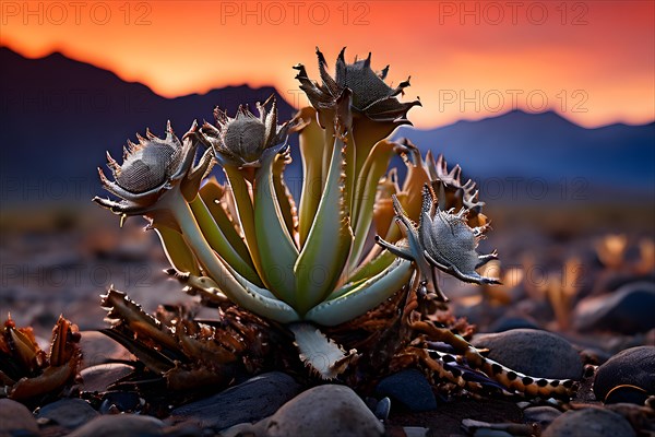 Welwitschia plant ancient survivor of namib desert, AI generated