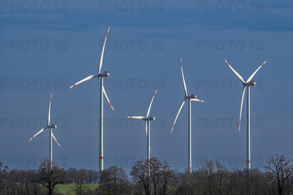Wind turbines near Luederitz, Stendal district, Luederitz, Saxony-Anhalt, Germany, Europe