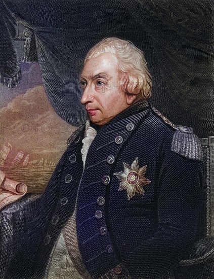 John Jervis, 1st Earl of St Vincent, GCB PC (born 9 January 1735 at Meaford Hall, Staffordshire, died 14 March 1823 at Rochetts) was a British admiral, Historical, digitally restored reproduction from a 19th century original, Record date not stated
