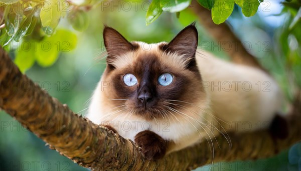 AI generated, animal, animals, mammal, mammals, cat, felidae (Felis catus), a cat resting on a tree