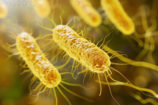 Close up of Salmonella bacteria. KI generiert, generiert, AI generated