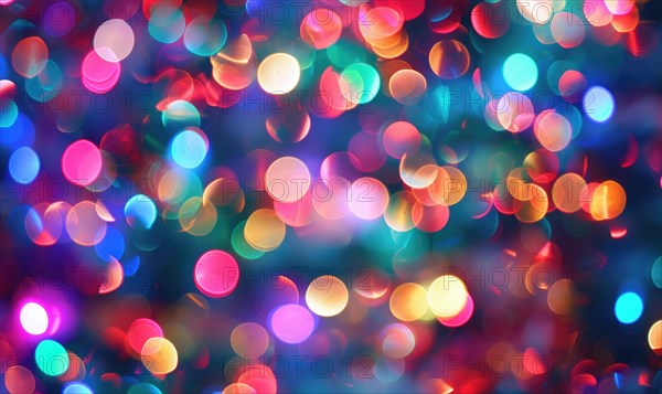 Colorful bokeh lights creating a festive atmosphere, abstract background AI generated